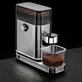 WMF Lumero - Molinillo de café espresso eléctrico, 150 W, botones táctiles LED, 40 grados de molienda, contenedor de harina de café, acero inoxidable Cromargan mate