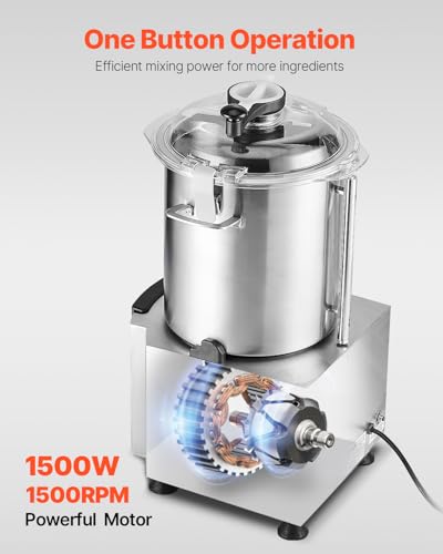 VEVOR Procesador de Alimentos y Picadora de Verduras, Acero Inoxidable de Grado Alimenticio 18 L con Cuchilla en Forma de S y Raspador, para Picar Verduras, Frutas, Granos y Nueces, 425 x 373 x 710 mm