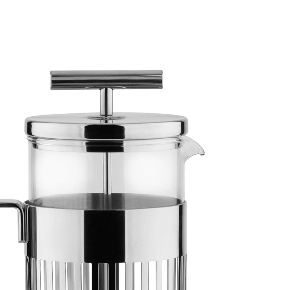 Alessi 9094/8 - Cafetera de Design a Filtro-Presión o Para Infusiones en Acero Inoxidable 18/10 Brillante y Vidrio Resistente al Calor, 8 Tazas