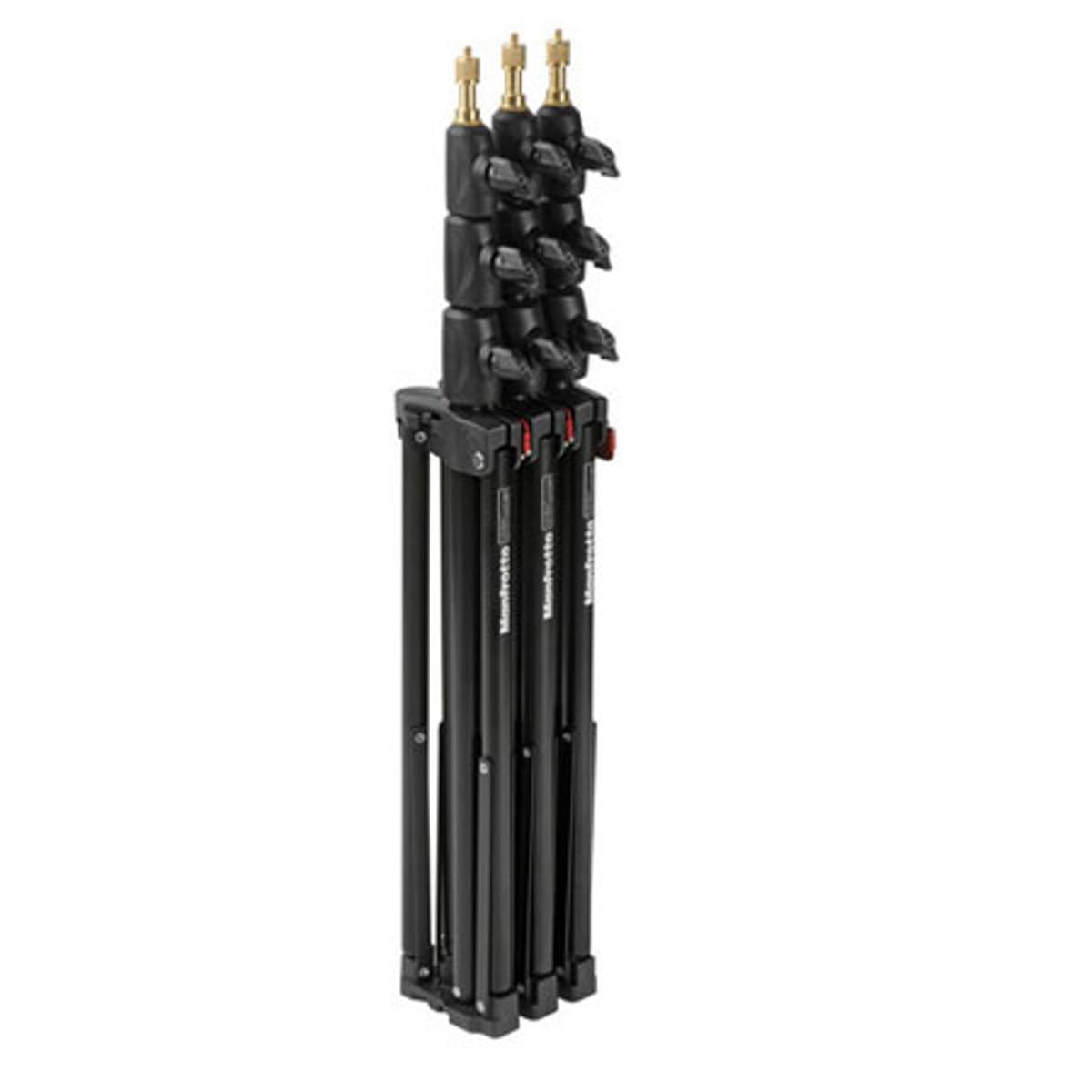 Manfrotto 1051BAC-3 - Mini Soporte Compacto de Aluminio de 6 pies y 9 Pulgadas con 4 Secciones y 3 elevadores, Paquete de 3 (Negro)