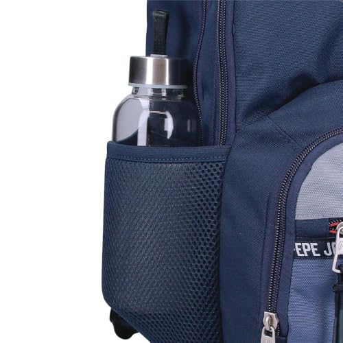Pepe Jeans Seldon Mochila Escolar Doble Compartimento Adaptable a Carro Portátil 15,6 pulgadas Negro 33x46x17 cms Poliéster by Joumma Bags