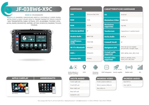 Radio de Coche para Volkswagen Golf Sharan Tiguan Android GPS Bluetooth WiFi USB Dab+ Touchscreen 8" 8core Carplay AndroidAuto