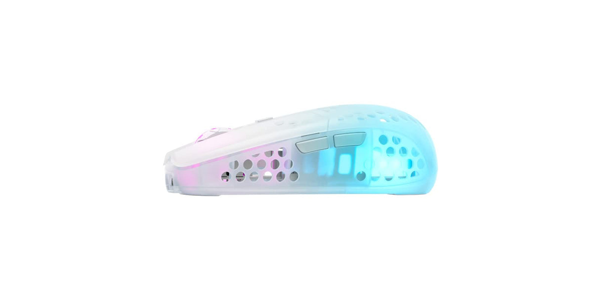 Xtrfy MZ1 Wireless, Ratón Gaming Inalámbrico Ultraligero, Radiofrecuencia 2,4 GHz, Sensor Pixart 3370, Forma Única para Apuntar con Precisión, Iluminación RGB Regulable, Recargable, Blanco