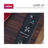 ION Audio Luxe LP - Tocadiscos de Vinilo Bluetooth con Altavoces, conversión USB, Plato de tamaño Completo, Auto-Stop, Salida de Auriculares, 3 velocidades, Madera Tintada
