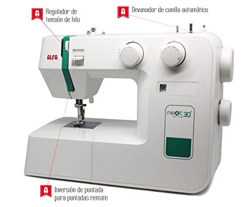 ALFA Next 30+ Spring Máquina de Coser, Verde, 30 X 19 X 37 Cm