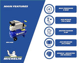 MICHELIN - Compresor de aire MB24 - Tanque de 24 litros - Motor de 2 CV - Presión máxima 8 bar - Flujo de aire 170 l/min - 10,2 m³/h