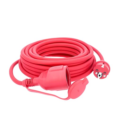 as - Schwabe alargador de Cables 40 m H07RN-F 3G1,5 - Cable de extensión 230 V / 16 A / 3.500 W - con Tapa de protección - Resistente al Polvo y a Las Salpicaduras IP44 - Rojo, 60374