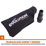 Evolution Power Tools R210SMS+ Ingletadora deslizante multimaterial de 210 mm, con paquete Plus, Corta acero dulce, aluminio, plástico, madera con clavos incrustados, 230 V