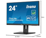 iiyama XUB2463HSU-B1 24" Panel IPS Green Choice, EyeComfort / EyeSafe 2.0, 1920x1080100Hz, 15cm Hiegt Adj. Stand, 250cd/m², Altavoces, HDMI, DisplayPort, 3ms GTG, FreeSync, USB 2x 3.2 (23,8" VIS)