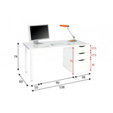 HOGAR24 ES Mesa despacho o Escritorio Reversible con cajonera, Color Blanco Artik