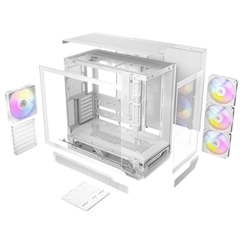 Antec C7 ARGB Blanco, Soporte de GPU RTX 40, 4 Ventiladores ARGB PWM de 120 mm incluidos, refrigeración Vertical, Tipo C de 10 Gbps, Paneles Frontales y Laterales de Vidrio Templado Continuo