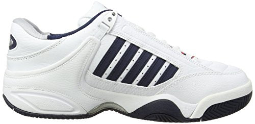 K-Swiss Defier Rs - Zapatillas de tenis Hombre, color blanco - white (white/dressblue/fieryred 164), talla 46 EU