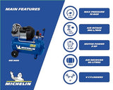 MICHELIN - Compresor de aire portátil MB3650 - Tanque de 50 litros - Motor de 3 hp - Presión máxima 10 bar - Flujo de aire 360 l/min - 21.6 m³/h