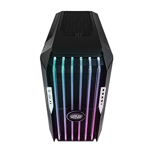 Cooler Master HAF 700 EVO Caja PC - Full Tower, Admite E-ATX, 5 Fans Preinstalados, Soportes de Radiador Giratorios, High-Airflow Cooling, Display LCD Real-Time, Aspas ARGB Edge-Lit