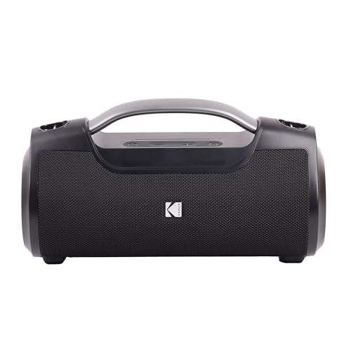 KODAK PWS-2258 - Altavoz inalámbrico portátil de 60 W, Resistente al Agua, IPX6, TWS, batería de 3600 mAh, Ecualizador Personalizable, Banco de energía, Color Negro