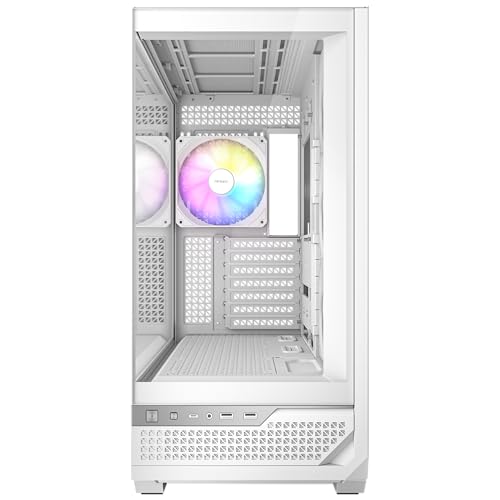 Antec C7 ARGB Blanco, Soporte de GPU RTX 40, 4 Ventiladores ARGB PWM de 120 mm incluidos, refrigeración Vertical, Tipo C de 10 Gbps, Paneles Frontales y Laterales de Vidrio Templado Continuo
