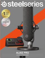 SteelSeries Alias Pro Kit — Micro XLR + Mezclador Stream — cápsula 3 Veces Mayor para Gaming, Streaming y pódcast — Interfaz USB/XLR — Controles para personalización — RGB — PC Individual o Dual