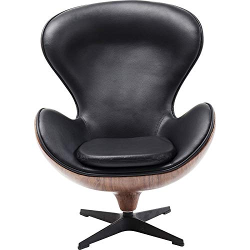 KARE 83346 Sillón Giratorio Lounge, Schwarz Walnuss, 63.5 x 43 x 114