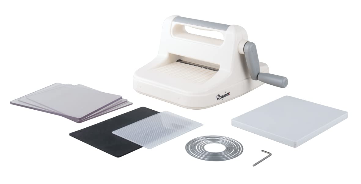 Rayher Máquina troqueladora papel y embossing, A5, incluye placas, para manualidades, 50272000