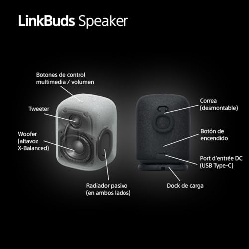 Sony LinkBuds Speaker – Altavoz portátil inalámbrico Bluetooth, IPX4, Resistente al Agua, 25 Horas de batería, Calidad de Llamada nítida, Exteriores, Viajes - Negro