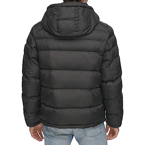 Tommy Hilfiger Down Alternative Hooded Puffer Jacket (Standard and Big & Tall) Abrigo de plumón, Negro, XL para Hombre