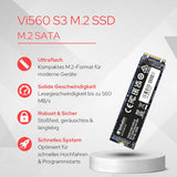 Verbatim Vi560 S3 - Unidad SSD Interna de 2 TB de Almacenamiento de Datos, Unidad de Estado sólido con SATA III M.2 2280 y tecnología NAND 3D, Color Negro, Ideal para portátiles y ultrabooks