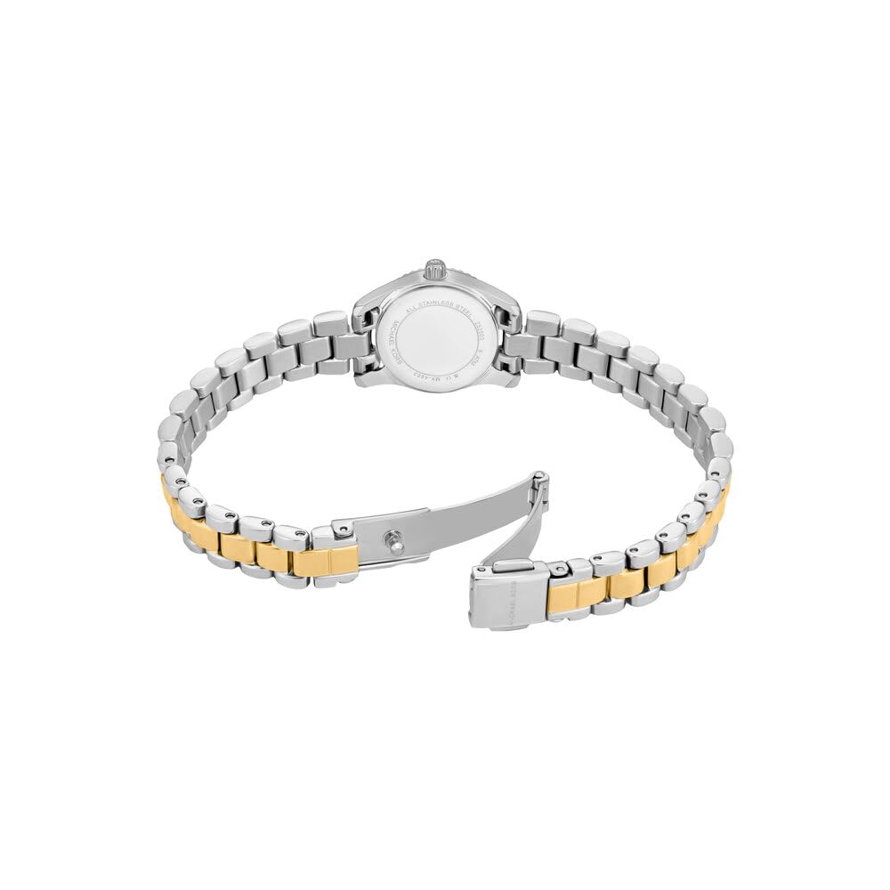 Michael Kors Reloj Lexington para Mujer, Movimiento de Cuarzo de Tres Agujas de 19 mm con Correa de Acero Inoxidable o Piel, Plata y Oro, 19 mm