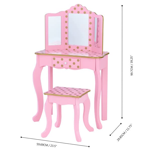 Teamson Kids Imitacion Tocador Espejo Y Luz LED para Niños Rosa/Oro-Rosa TD-11670LL