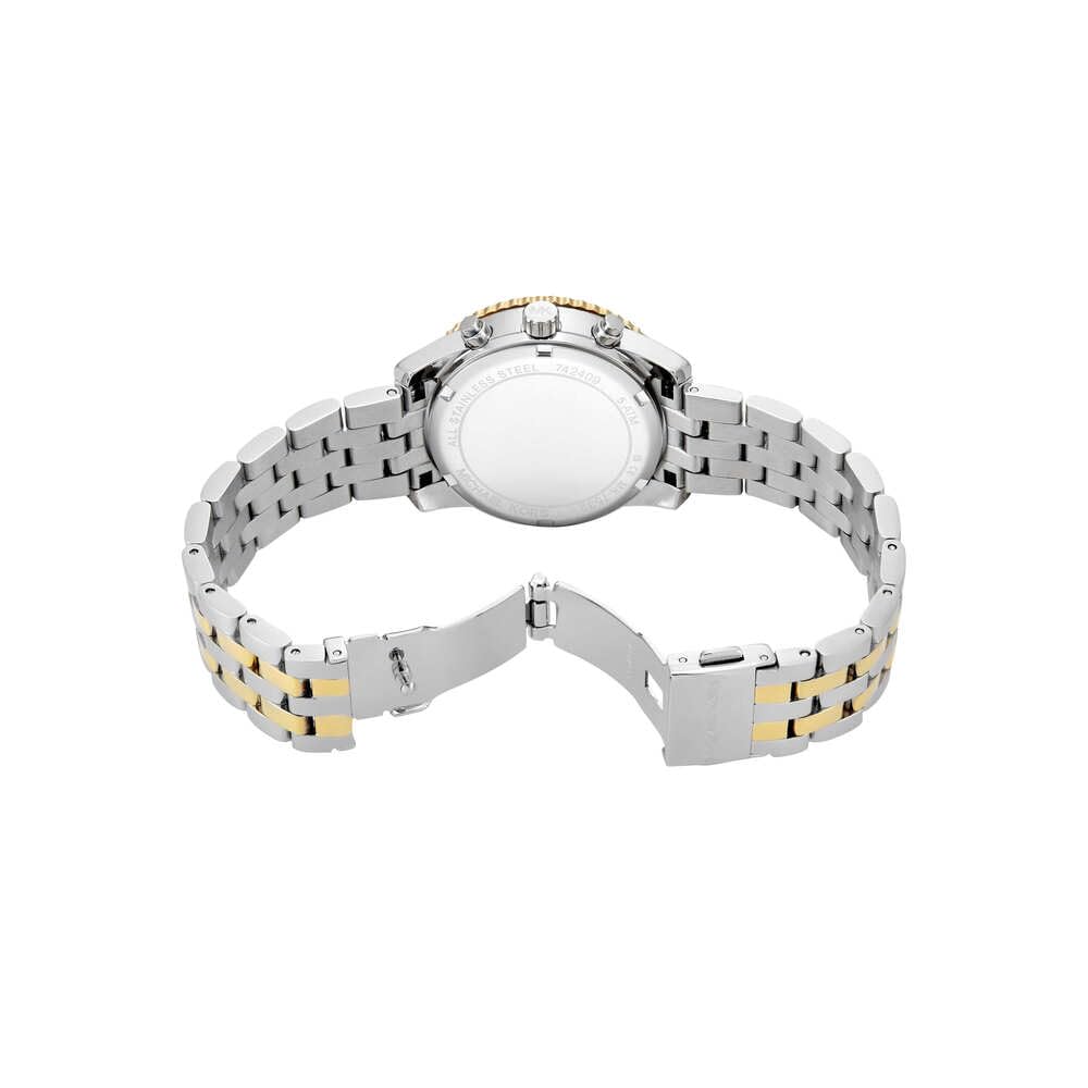 Michael Kors Reloj Bryant para Mujer, Movimiento cronógrafo de Cuarzo de 35 mm con Correa de Acero Inoxidable, 35 mm, Plateado y Dorado