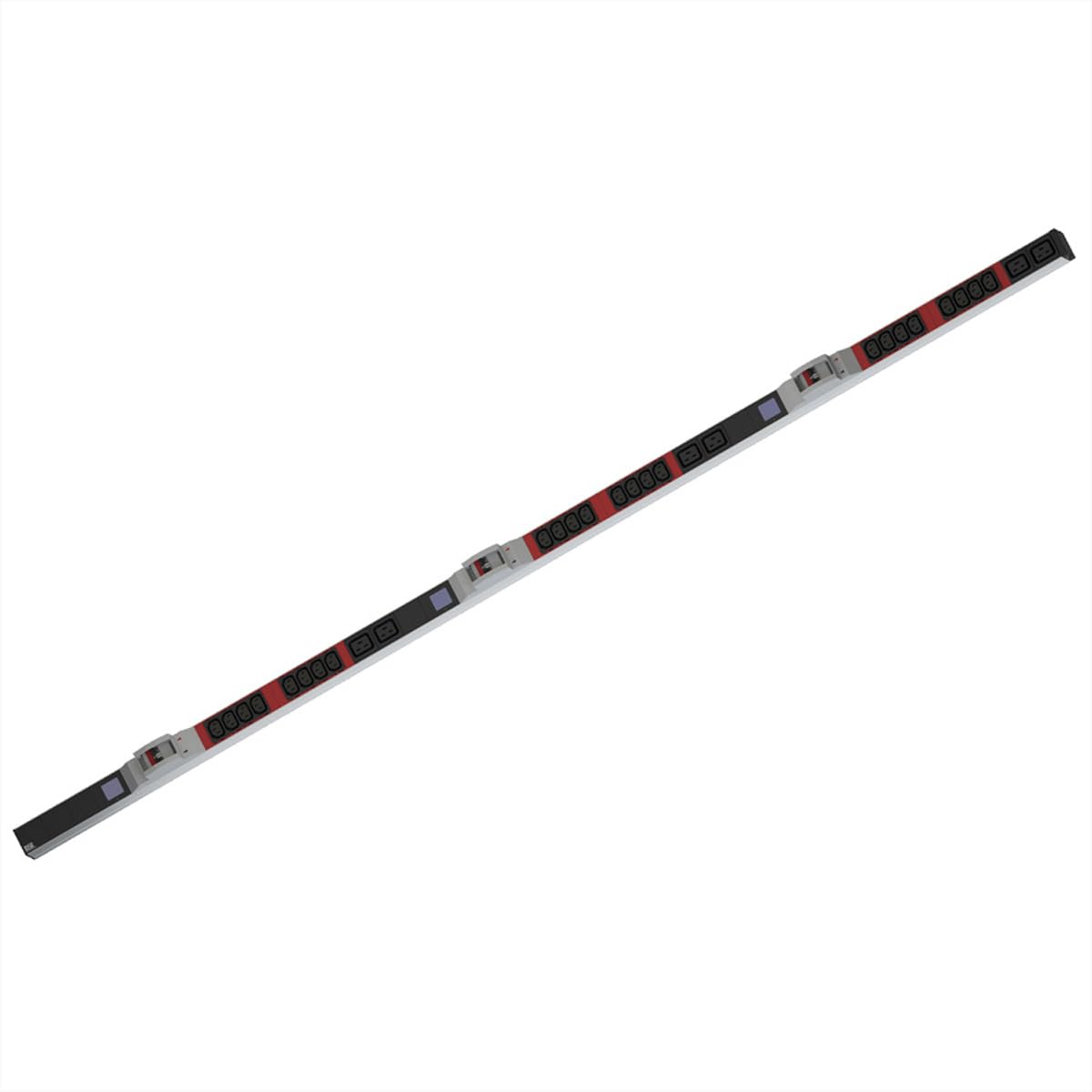 Bachmann 800.2408 BN0500 19 Pulgadas PDU 1HE 24xC13 6xC19, medición de Potencia, conexión CEE 3x32A Rojo/Negro/Plata