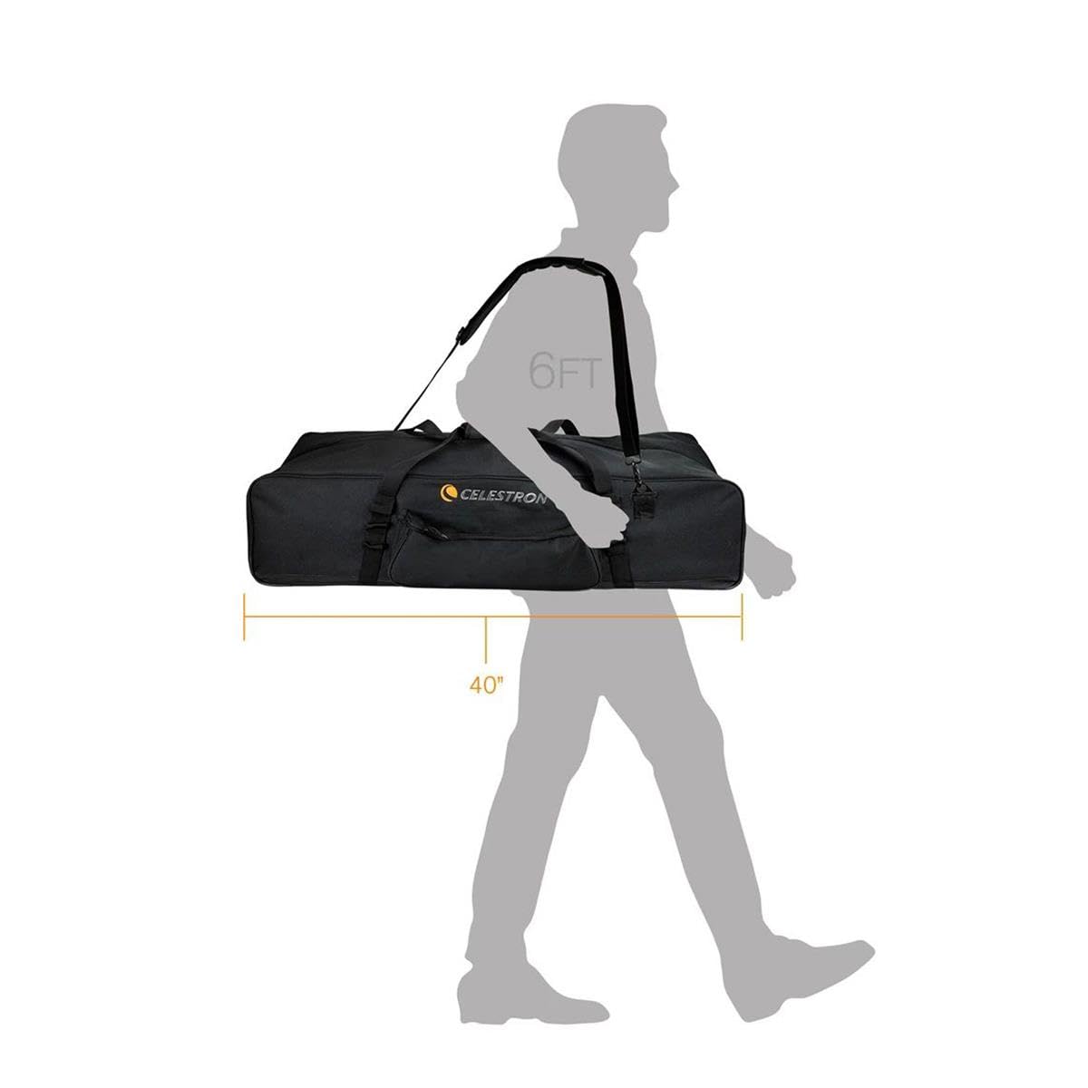 Celestron 94025 Bolsa para kit completo telescopio 40” – Estuche para transporte de telescopio, montura, trípode y accesorios, compartimentos interiores acolchados ajustables y bolsa accesorios, negro