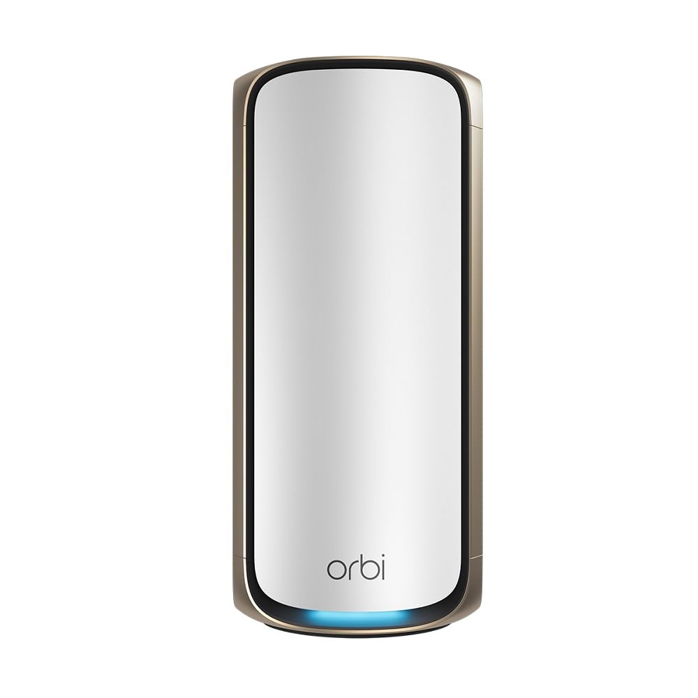 Netgear Orbi Satélite Mesh Adicional WiFi 7 Serie 970 Quad-Band RBE970 | Funciona con Orbi RBE972S y RBE973S |amplía la Cobertura up to 300 m2s |BE27000 802.11be (hasta 27Gbps)