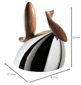 Alessi 'Frank Gehry' Pito - Tetera de Agua de 1.9 Cuartos de galón, Mango de Madera con Acero Inoxidable