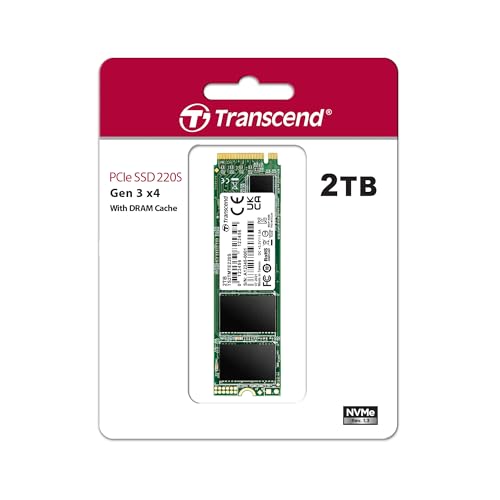 Transcend SSD Interno MTE220S NVMe PCIe Gen3 x4 M.2 2280 2TB 3D TLC NAND con DRAM Cache - TS2TMTE220S