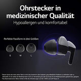 LG TONE Free FN5 Auriculares True Wireless con autolimpieza UVnano que elimina el 99,9% de las bacterias, tecnología Meridian Sound, doble micrófono para llamadas en la oficina y carga rápida en negro