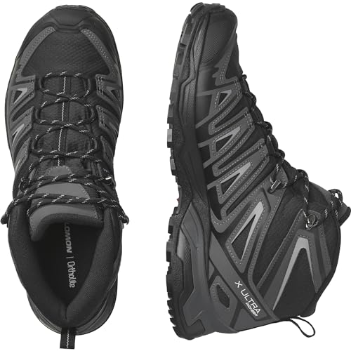 Salomon X Ultra Pioneer Mid Gore-Tex Zapatillas de Senderismo para Hombre, Cualquier clima, Sujeción del pie segura, Estabilidad y amortiguación, Black, 43 1/3