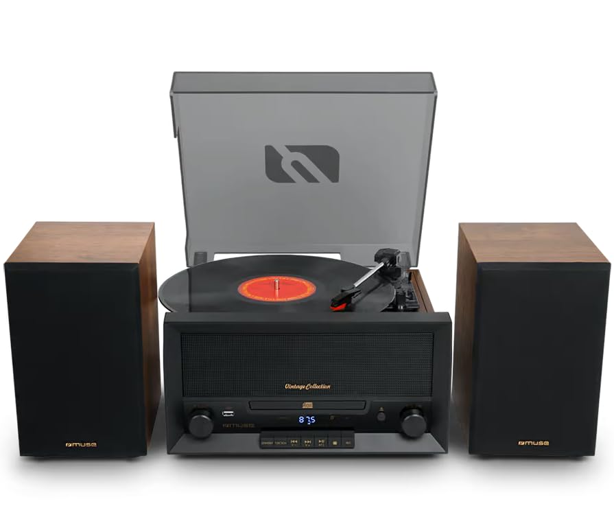 Muse MT-120 MB Microsistema estéreo con Altavoces, Madera/Negro