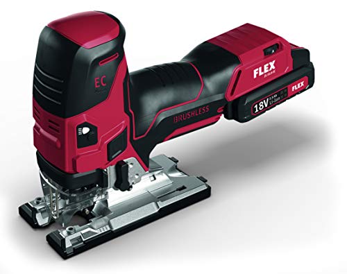 Flex JS 18.0-EC/5.0 489778 - Sierra de calar con batería (sierra de 18 V, 5,0 Ah, velocidad de carrera sin carga: 0-3500 /min, carrera de 26 mm, carrera de péndulo 4)