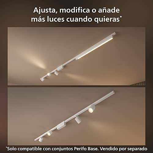 Philips Hue - Kit Perifo Iluminación en carril Luz Blanca y de Colores - Set base de pared (negro) de 200cm con 2 focos y tubo de luz Gradient - Anclajes incluidos