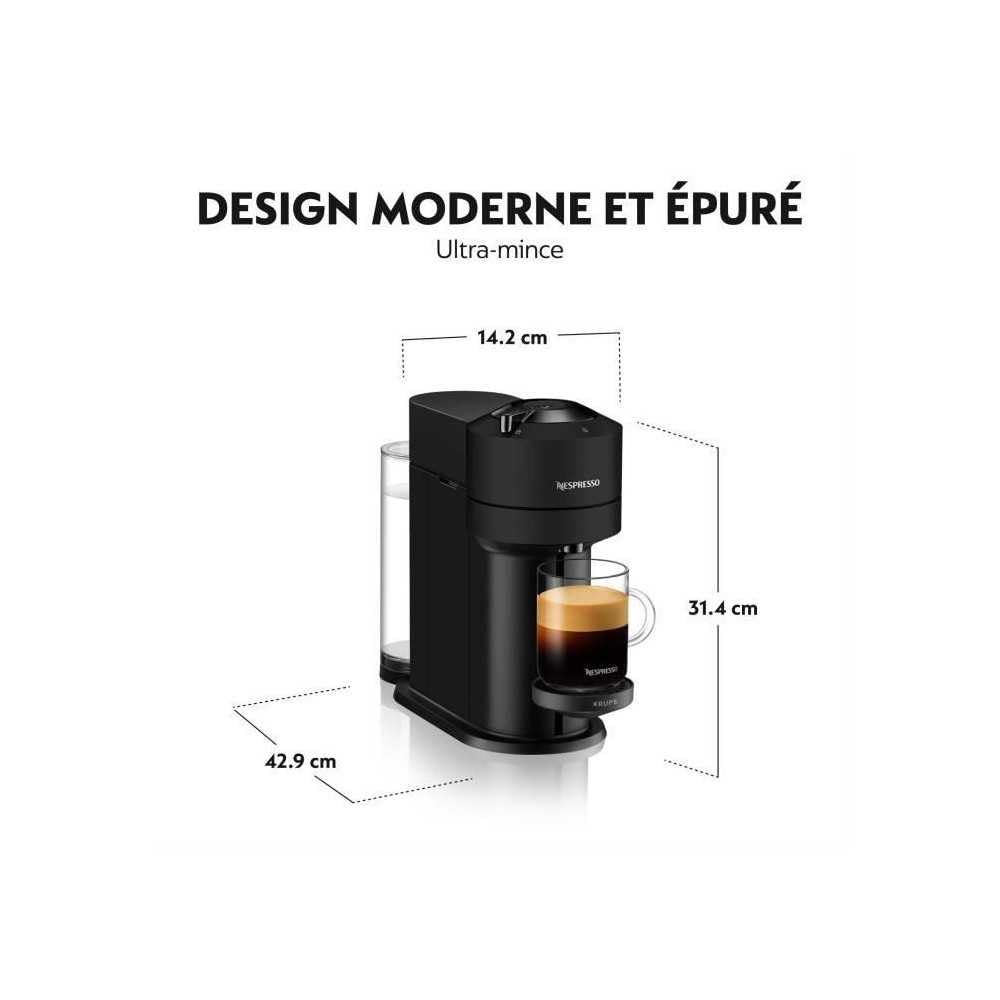 Krups Nespresso Cafetera, Cafetera de cápsulas, 5 tamaños de tazas, Café largo, Amplia selección de bebidas, Vertuo Next, Negro YY4606FD