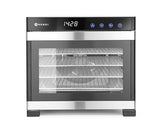HENDI Deshidratador de alimentos, con 6 bandejas, secador eléctrico de frutas y verduras, temporizador de 24 hrs, temperatura regulable 35°-75°C, 230V, 600W, 340x450x(H)311mm, acero inoxidable, PP