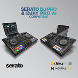 Reloop Mixon 8 Pro | 4-Kanal -Multi-Platform-Performance-Controller für Serato & djay, Jogwheel -Displays & 4 Instant-FX-Kippschalter, Dual-Audio-Interface mit USB-C & Stand-Alone-Mixing