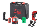 Leica Lino L6G: Nivel láser de línea de 3x360 grados con batería Li-Ion, cargador, adaptador magnético innovador y soporte para pared en una carcasa (láser verde, alcance de trabajo: 35 m)