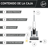Hoover HW5 Wet and Dry – Aspirador en seco y húmedo, sin Cable, función de fregado, Motor de Alta Potencia, Sistema de Doble Rodillo, 3 Modos, autolimpieza, Aspirador/fregona 2 en 1, 230 W [HW500]