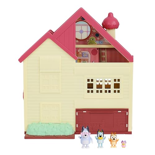 Bluey Ultimate Lights & Sounds Playhouse & Toy Box, a partir de 3 años, Figuras de 2.5-3 Pulgadas, Incluye 29 accesorios, 1 hoja de calcomanías (Moose Toys 17388)