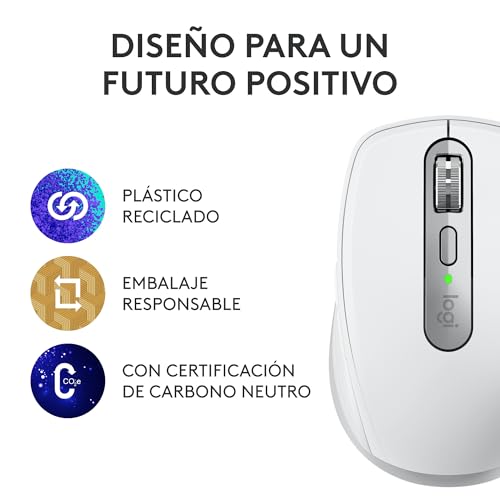 Logitech MX Anywhere 3S for Business, ratón inalámbrico, Compacto, 8000 dpi, Desplazamiento MagSpeed, Clic Discreto, Bluetooth, conexión Logi Bolt Segura, para Windows/Mac/Chrome/Linux - Gris Claro