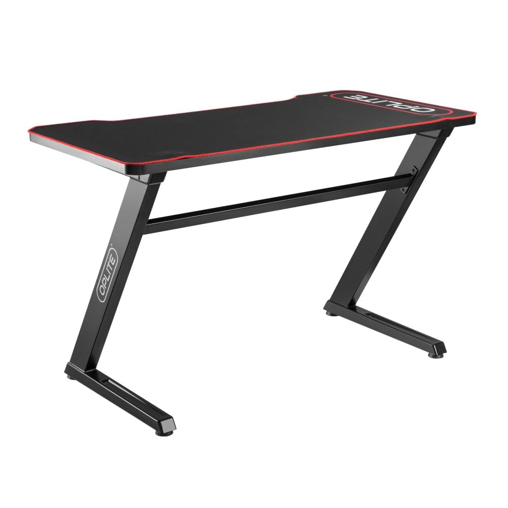 OPLITE Tilt Gaming Desk - Escritorio de juego con alfombrilla de ratón integral, tapa de doble grosor de 25 mm, patas ajustables.
