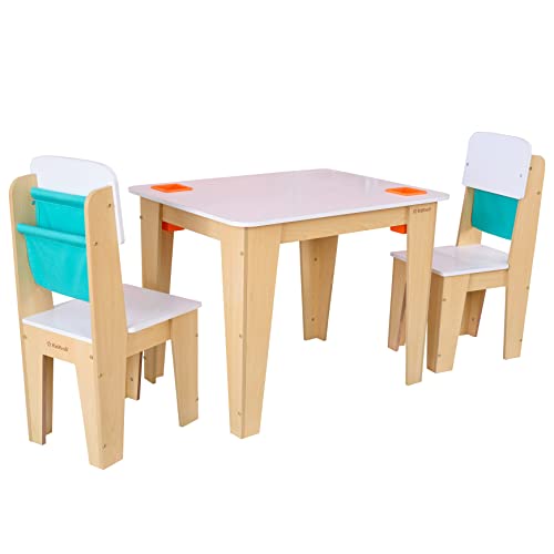 KidKraft Pocket Storage Juego Infantil de Mesa y 2 sillas de Madera con Compartimentos de Almacenamiento, Muebles para Salas de Juego y Dormitorio de niños (20353)