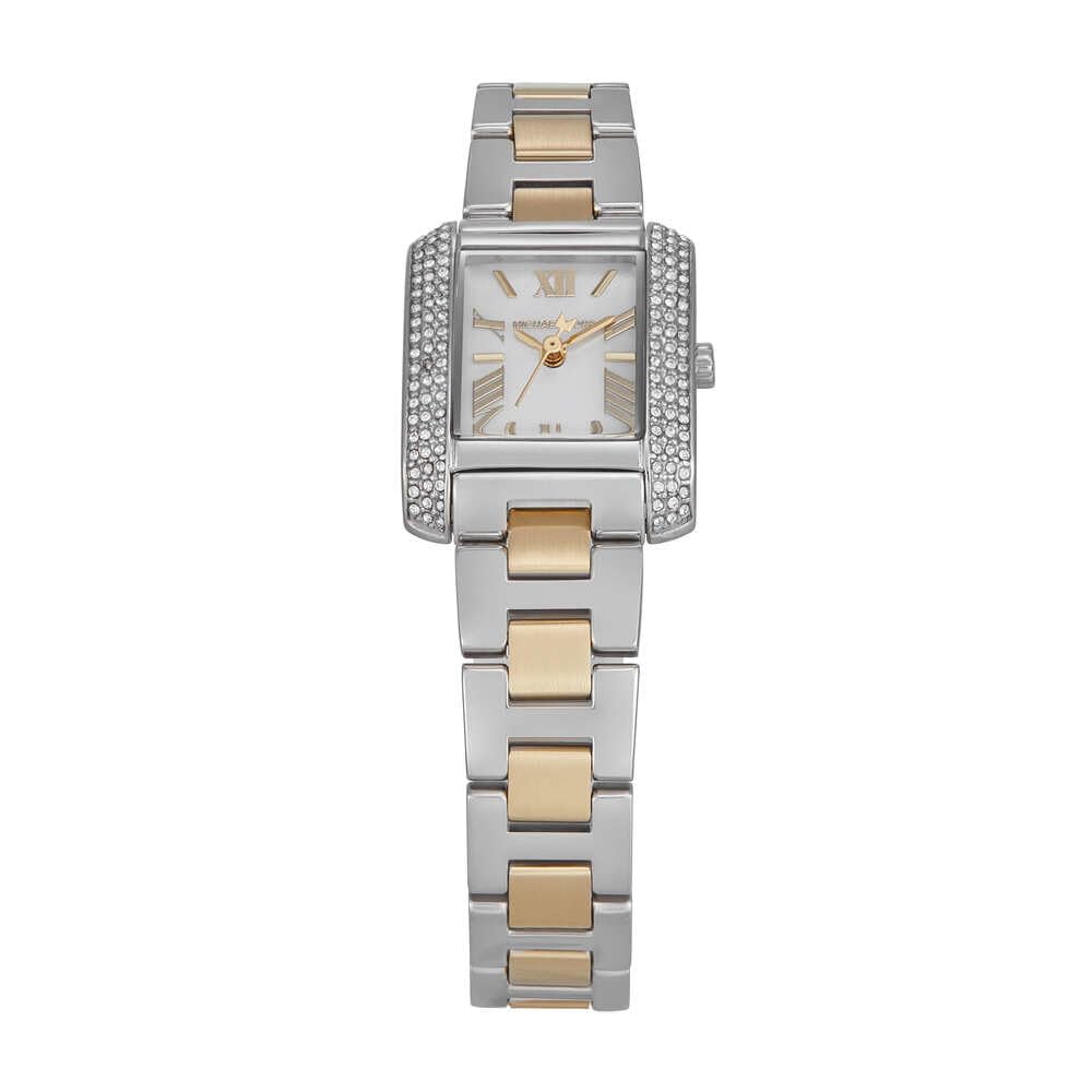 Michael Kors Reloj Emery para Mujer, Movimiento de Cuarzo a Tres Agujas con Correa de Acero Inoxidable, 22 mm, Tono Oro y Plata