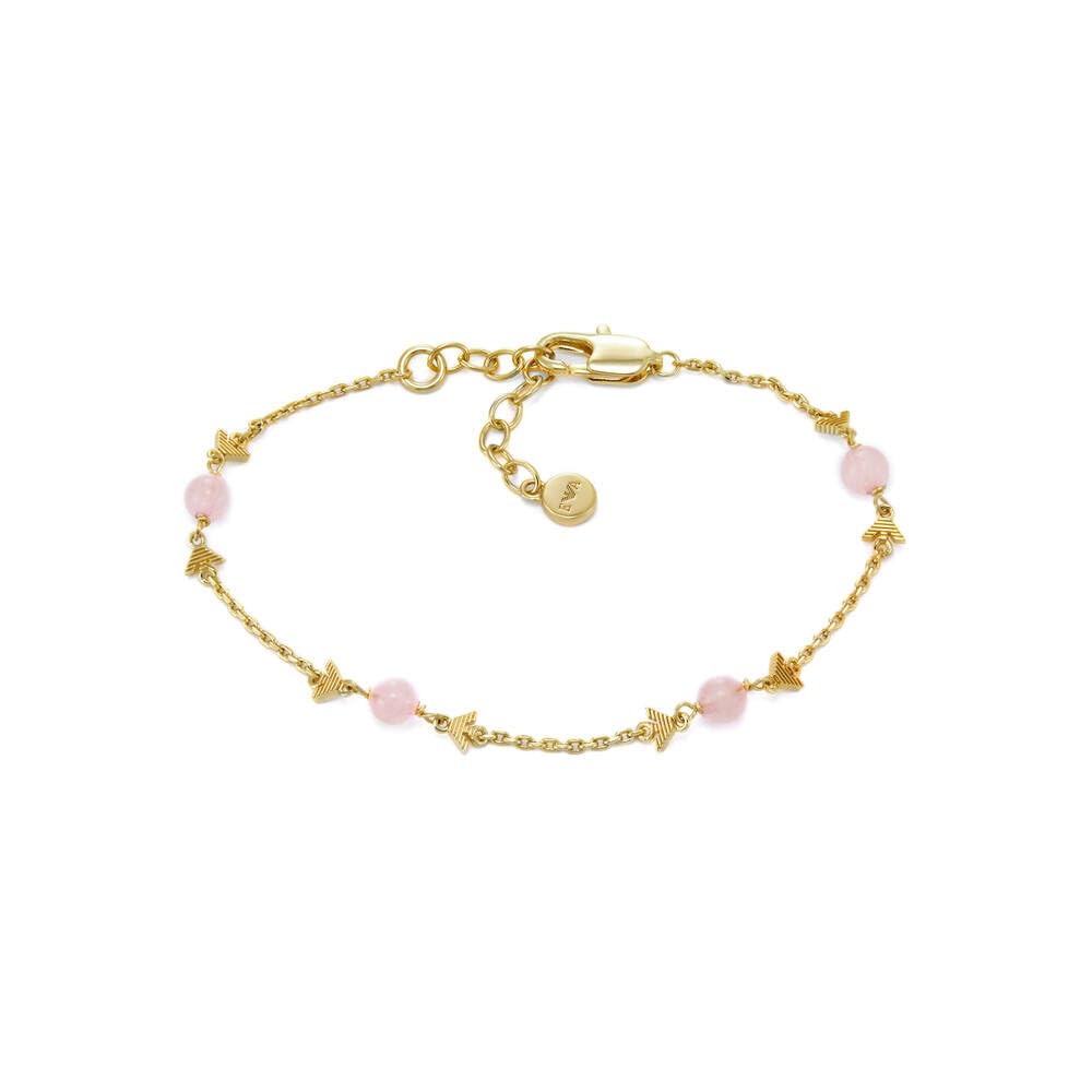 EMPORIO ARMANI Pulsera de mujer de acero inoxidable o latón con cierre de langosta en tono dorado, Amarillo dorado